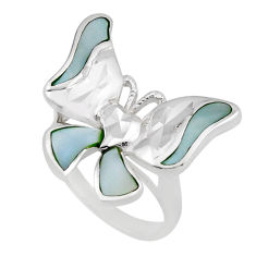8.02gms green pearl enamel 925 sterling silver butterfly ring size 7.5 y83273
