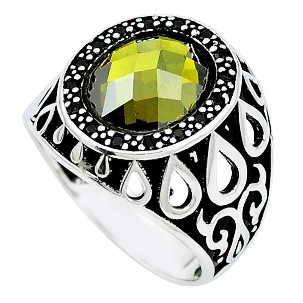 Green peridot quartz topaz 925 sterling silver mens ring size 10.5 c11461