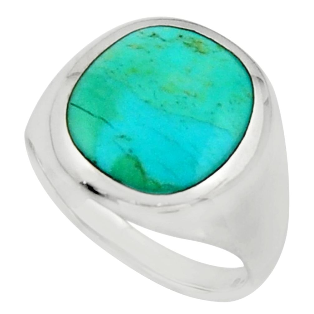 4.48gms green turquoise enamel 925 sterling silver solitaire ring size 7 c9808