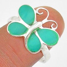 3.14cts green turquoise lab 925 sterling silver butterfly ring size 9 c29919