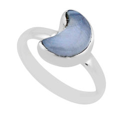 3.91cts half moon natural blue lace agate 925 sterling silver ring size 7 y61611