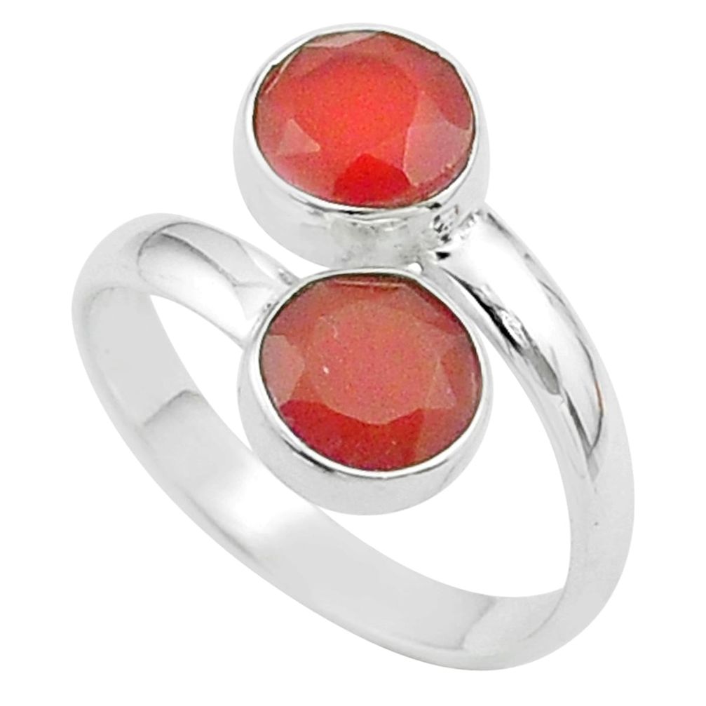 5.84cts halloween natural cornelian 925 silver adjustable ring size 8.5 t57955
