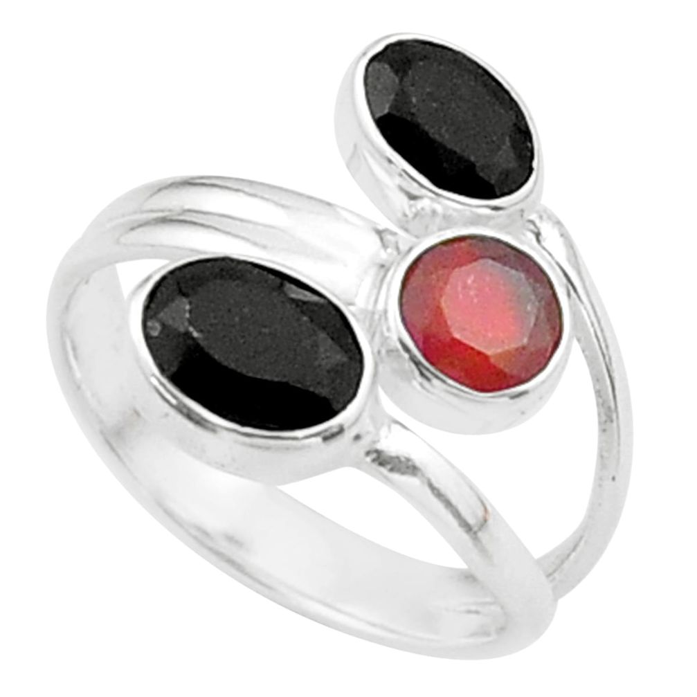 3.91cts halloween natural cornelian onyx silver adjustable ring size 10 t57920