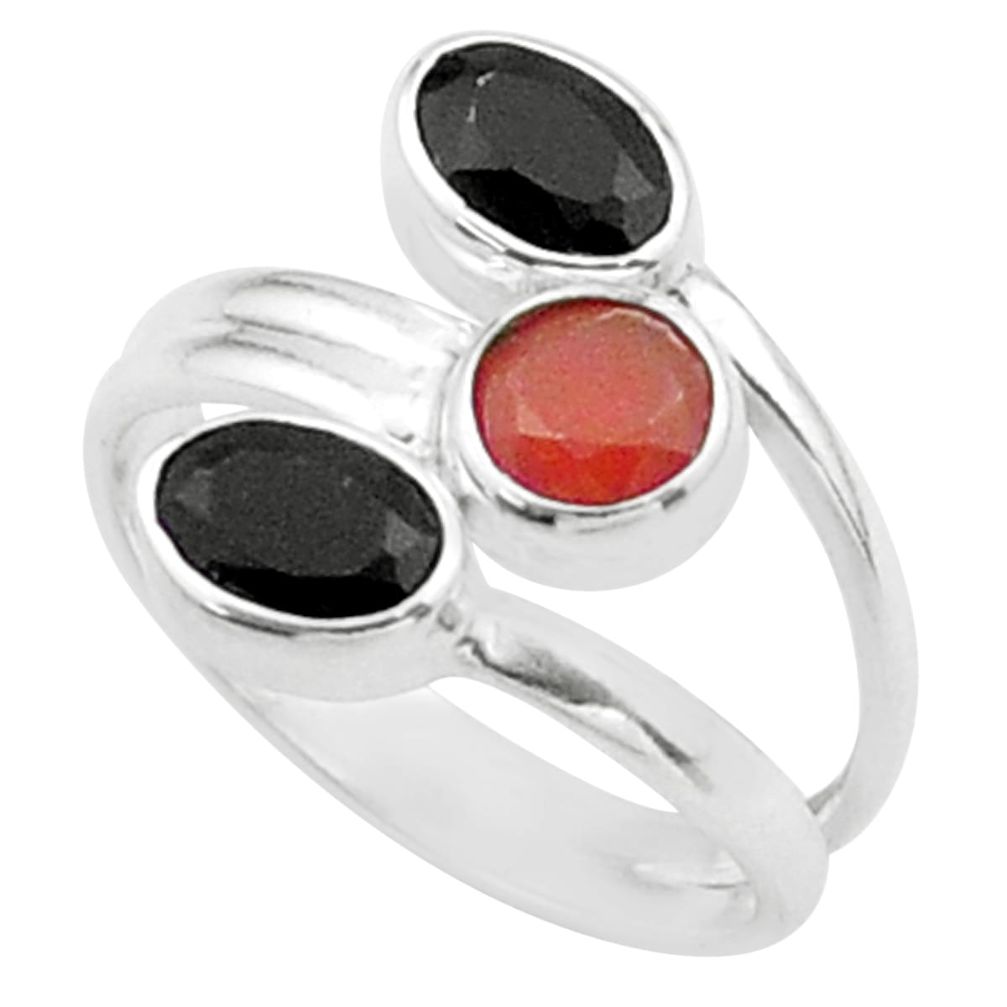 n natural cornelian onyx silver adjustable ring size 6 t57924