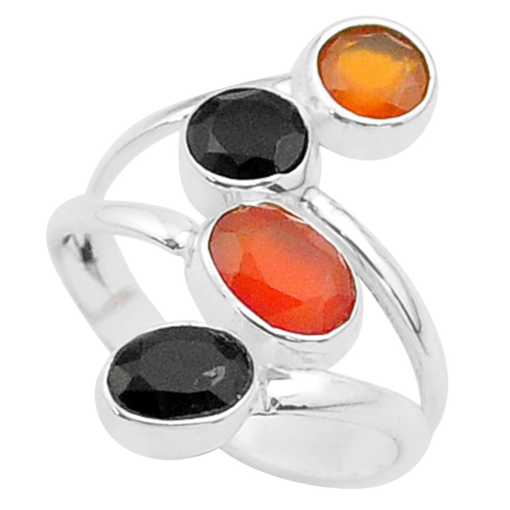 4.70cts halloween natural cornelian onyx silver adjustable ring size 7 t57869