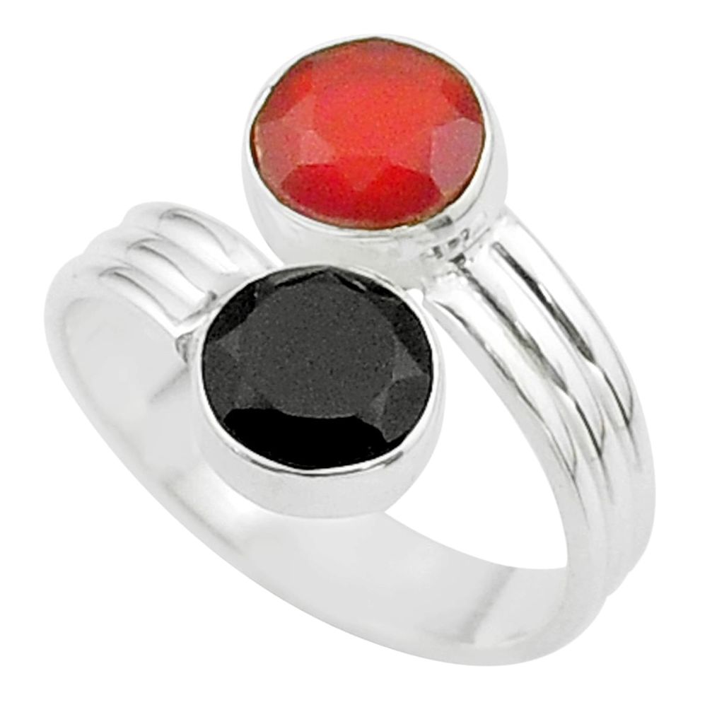 5.94cts halloween natural cornelian onyx silver adjustable ring size 7 t57963