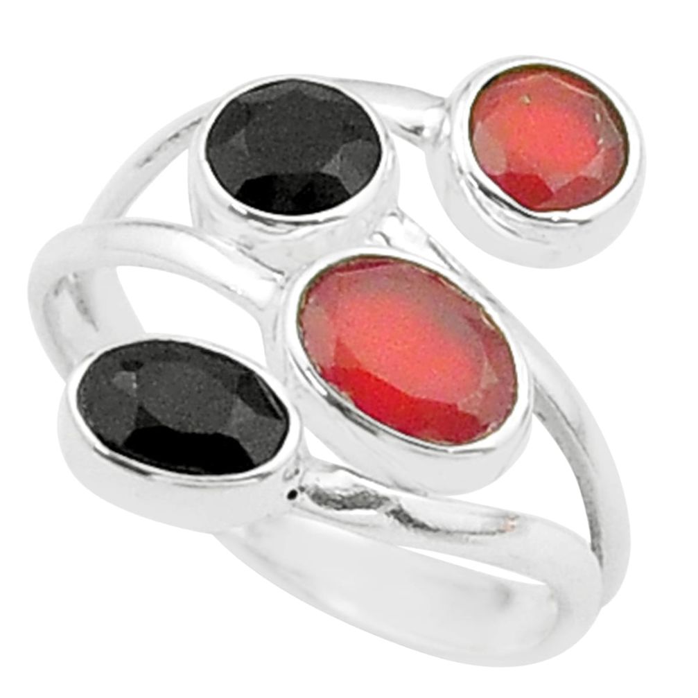 n natural cornelian onyx silver adjustable ring size 8 t57863