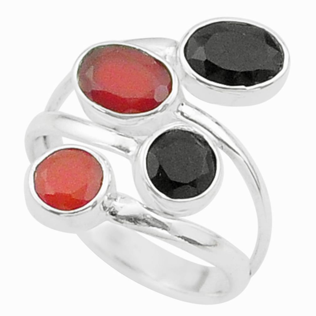 4.25cts halloween natural cornelian onyx silver adjustable ring size 8 t57865