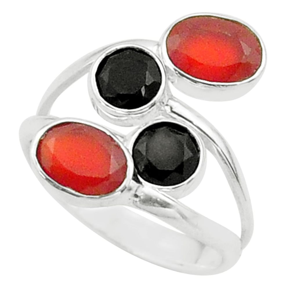 4.69cts halloween natural cornelian onyx silver adjustable ring size 8 t57868