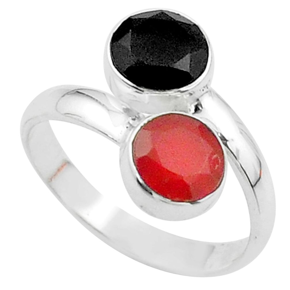 5.80cts halloween natural cornelian onyx silver adjustable ring size 9 t57974