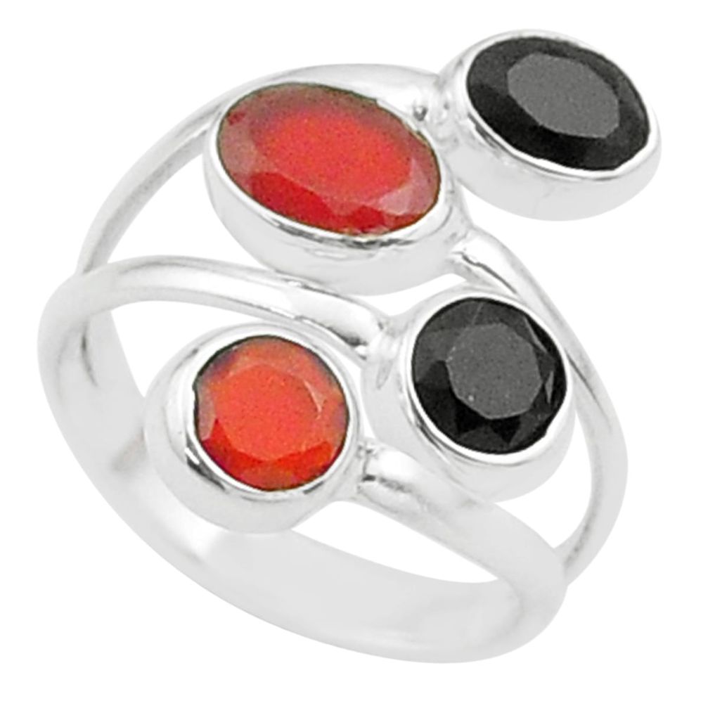 n natural cornelian onyx silver adjustable ring size 6.5 t57864