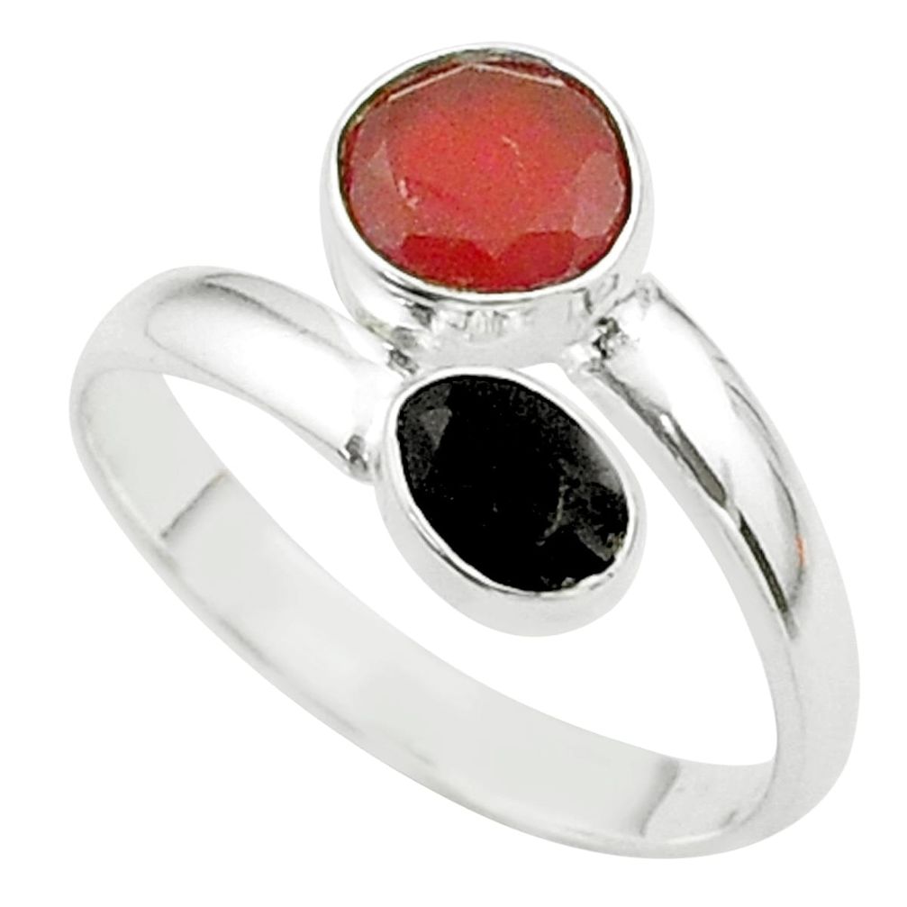 n natural cornelian onyx silver adjustable ring size 9.5 t57877