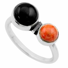 n natural onyx sponge coral 925 silver ring size 7.5 t57858
