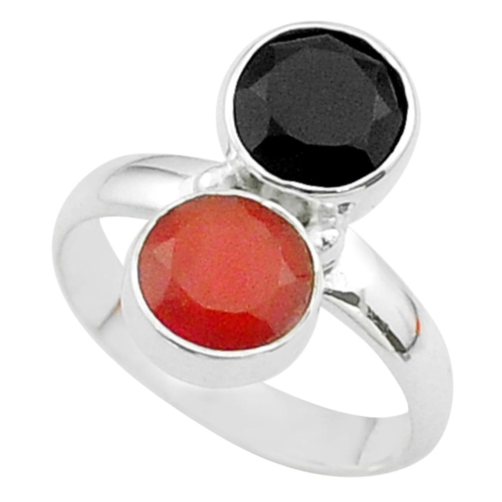 n natural orange cornelian onyx 925 silver ring size 6 t57990