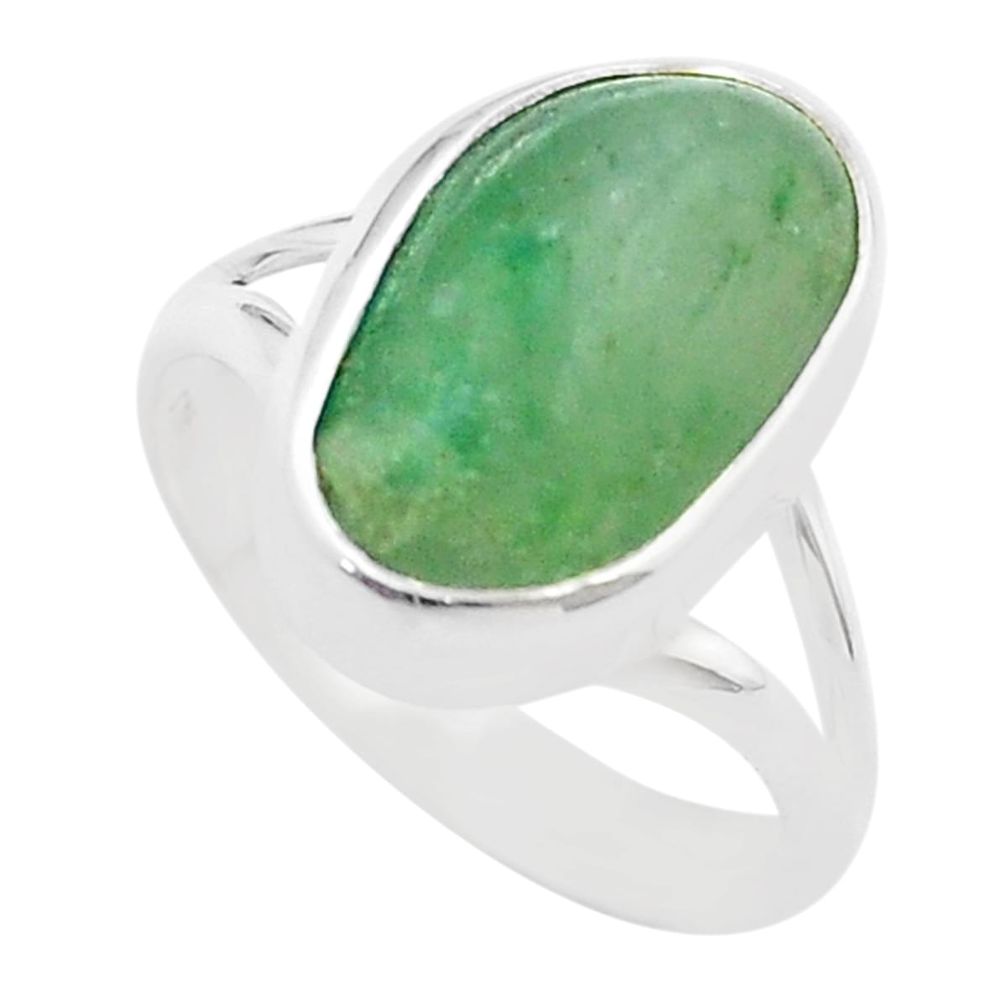 6.58cts heart chakra natural aventurine 925 sterling silver ring size 7.5 u46676