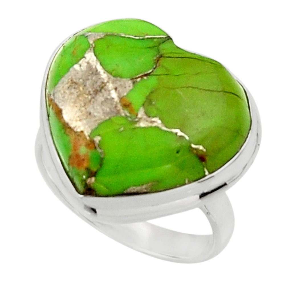 Heart green copper turquoise 925 sterling silver ring jewelry size 6 r44007