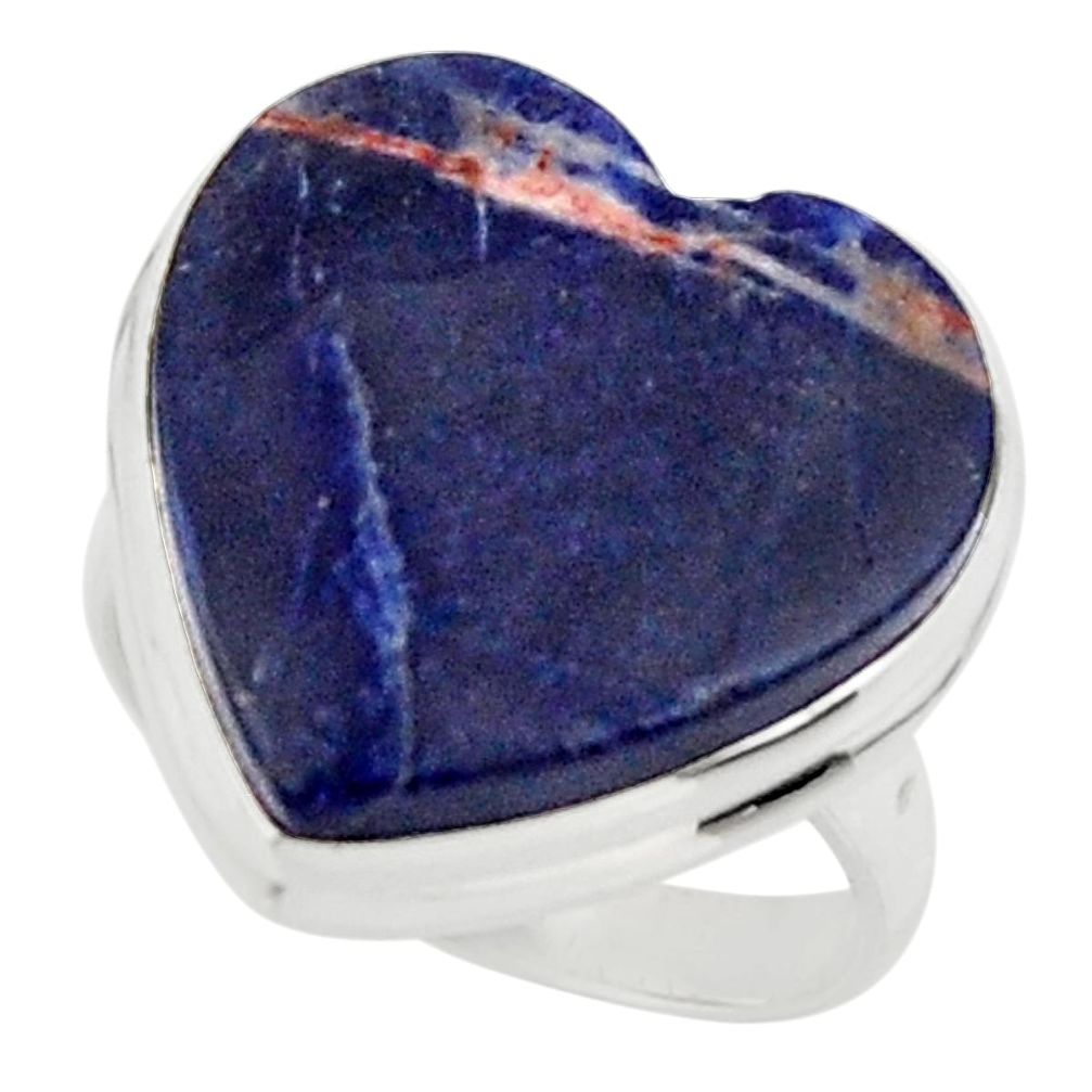 Heart natural blue sodalite 925 sterling silver ring jewelry size 7 r44029