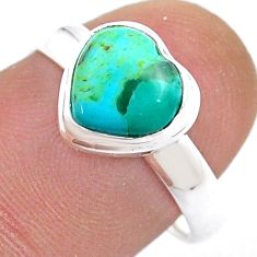 3.01cts heart natural green kingman turquoise 925 silver ring size 7.5 u51261