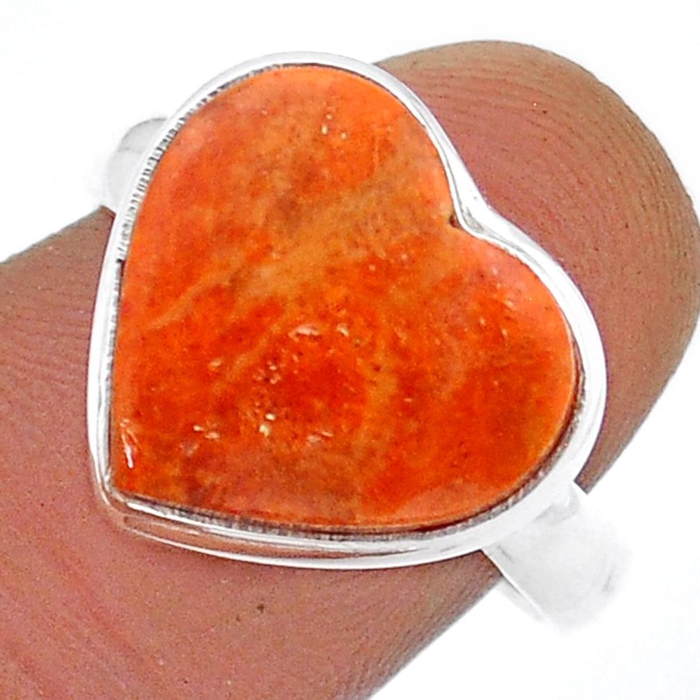 9.05cts heart natural orange mojave turquoise 925 silver ring size 9 u90894