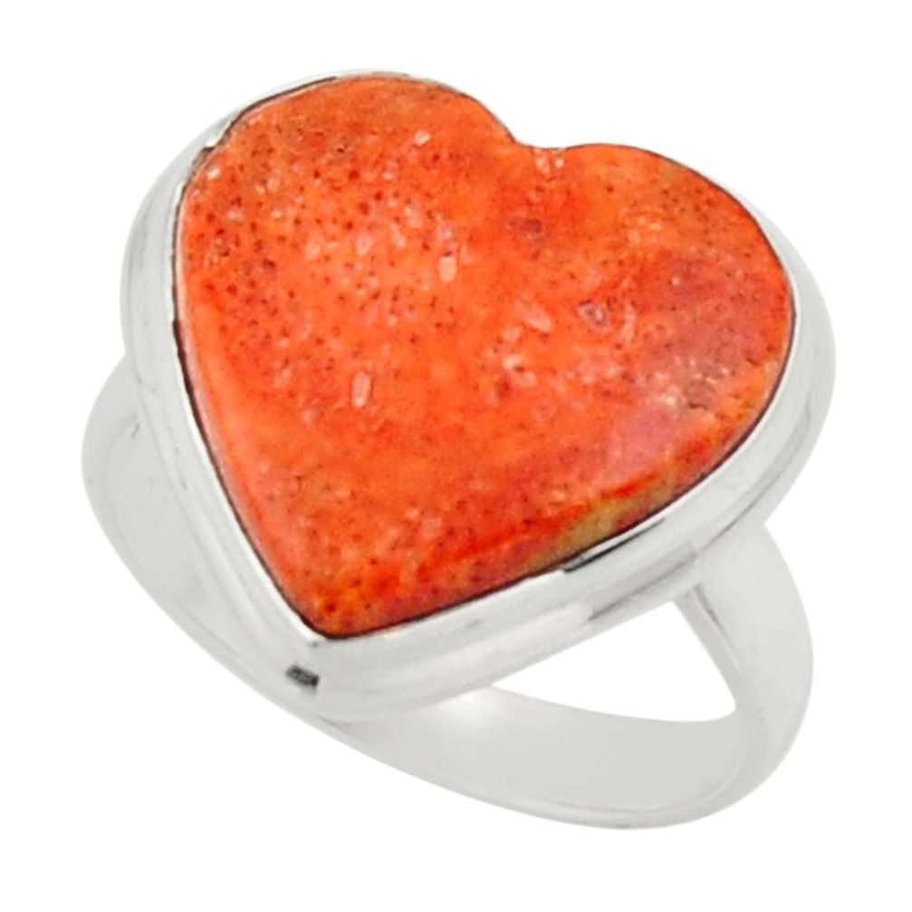 Heart red copper turquoise 925 sterling silver ring jewelry size 6.5 r44057