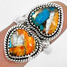 12.73cts heart spiny oyster arizona turquoise 925 silver ring size 10 u82122