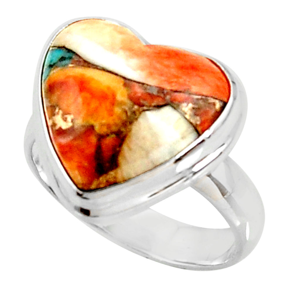 Heart spiny oyster arizona turquoise silver solitaire ring size 7.5 r34820