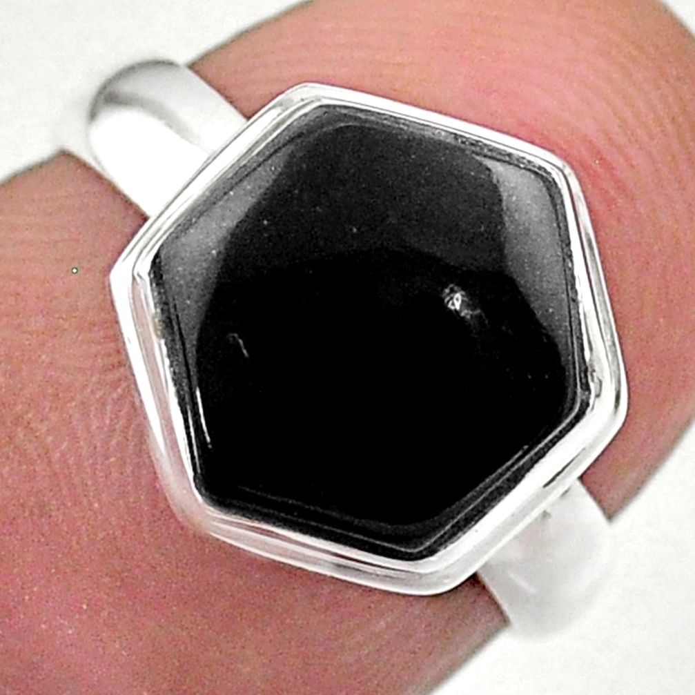natural black onyx 925 silver solitaire ring size 6 t48268