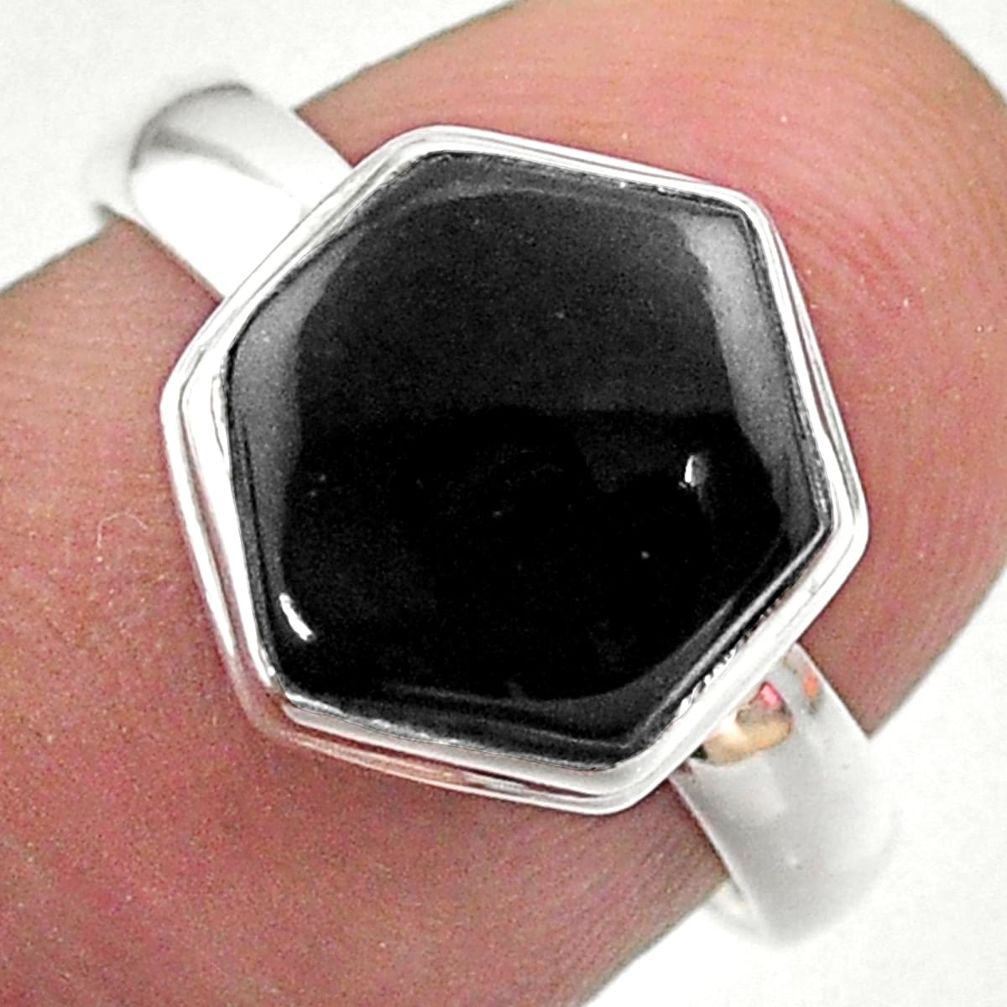 natural black onyx 925 silver solitaire ring size 7 t48250