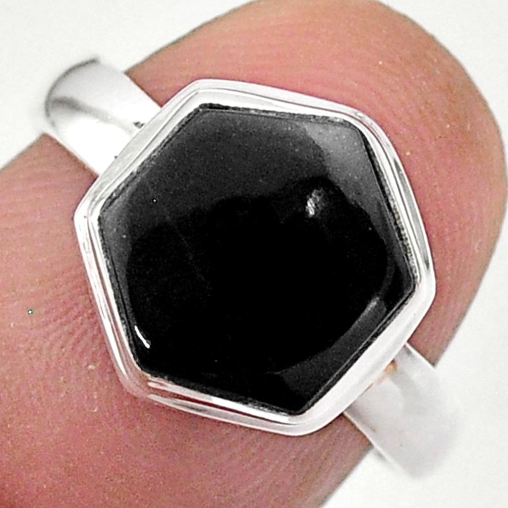 natural black onyx 925 silver solitaire ring size 7 t48283