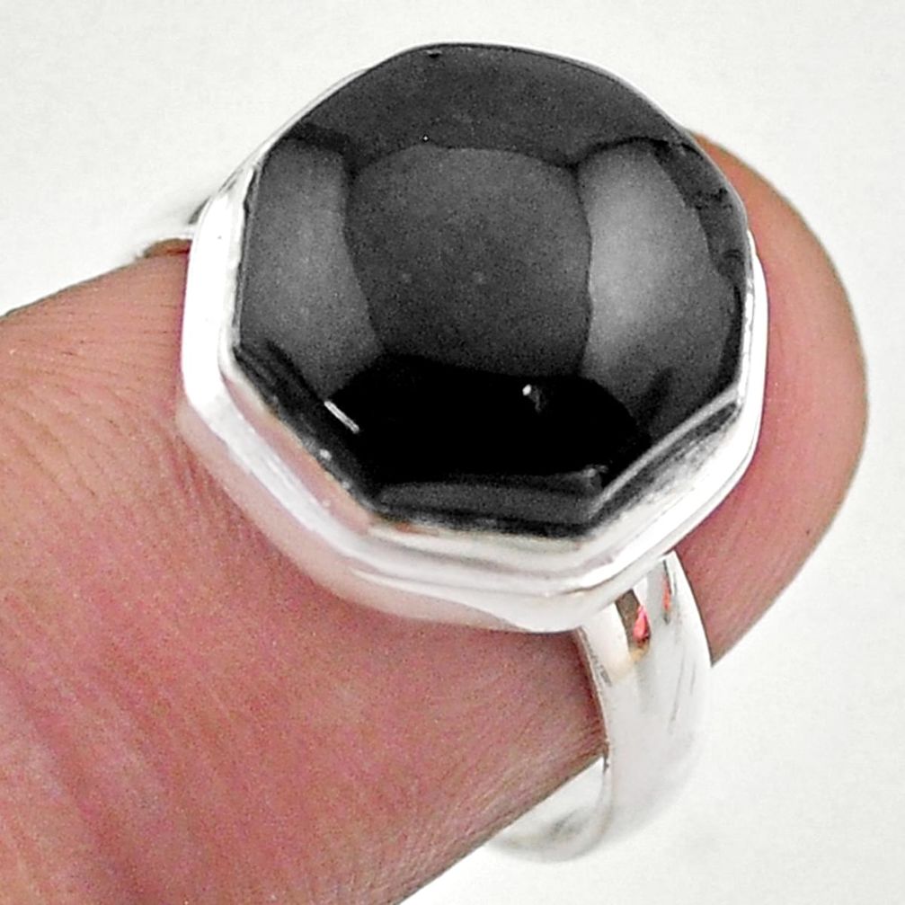 natural black onyx 925 silver solitaire ring size 7 t48340