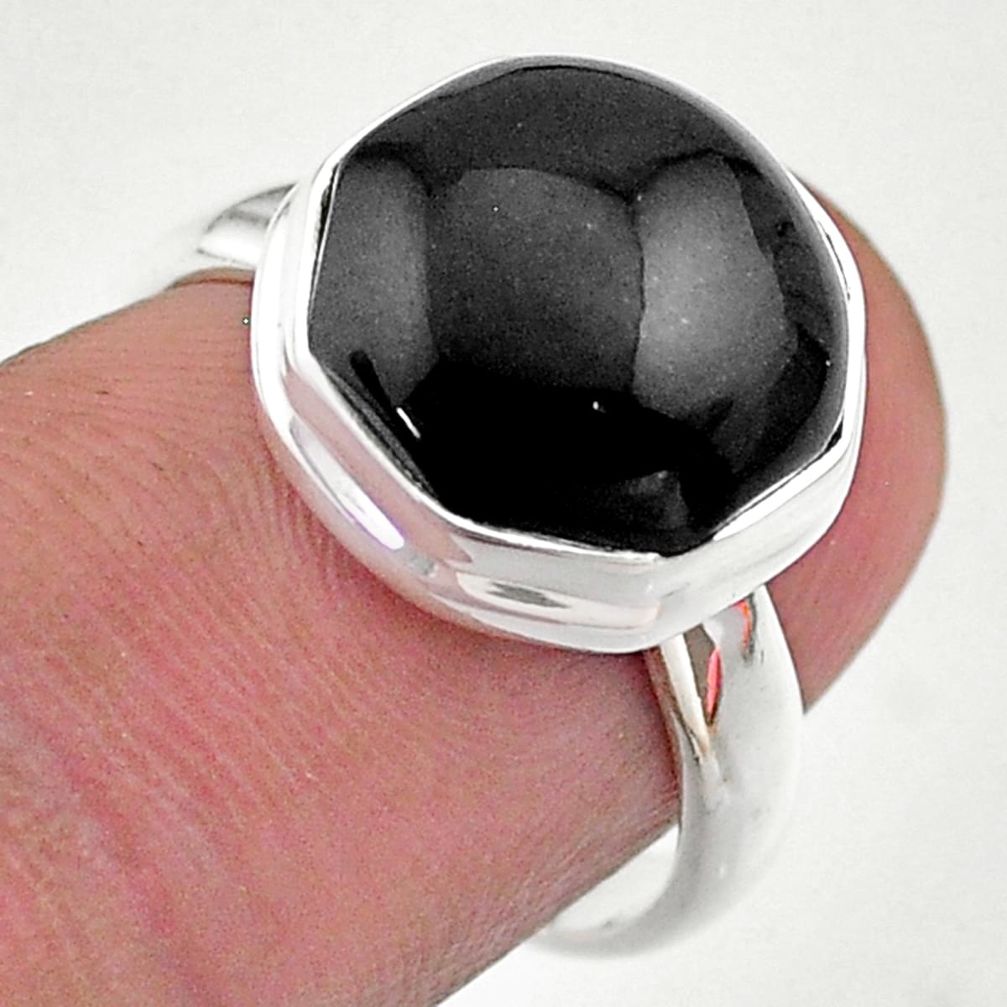 natural black onyx 925 silver solitaire ring size 7 t48399