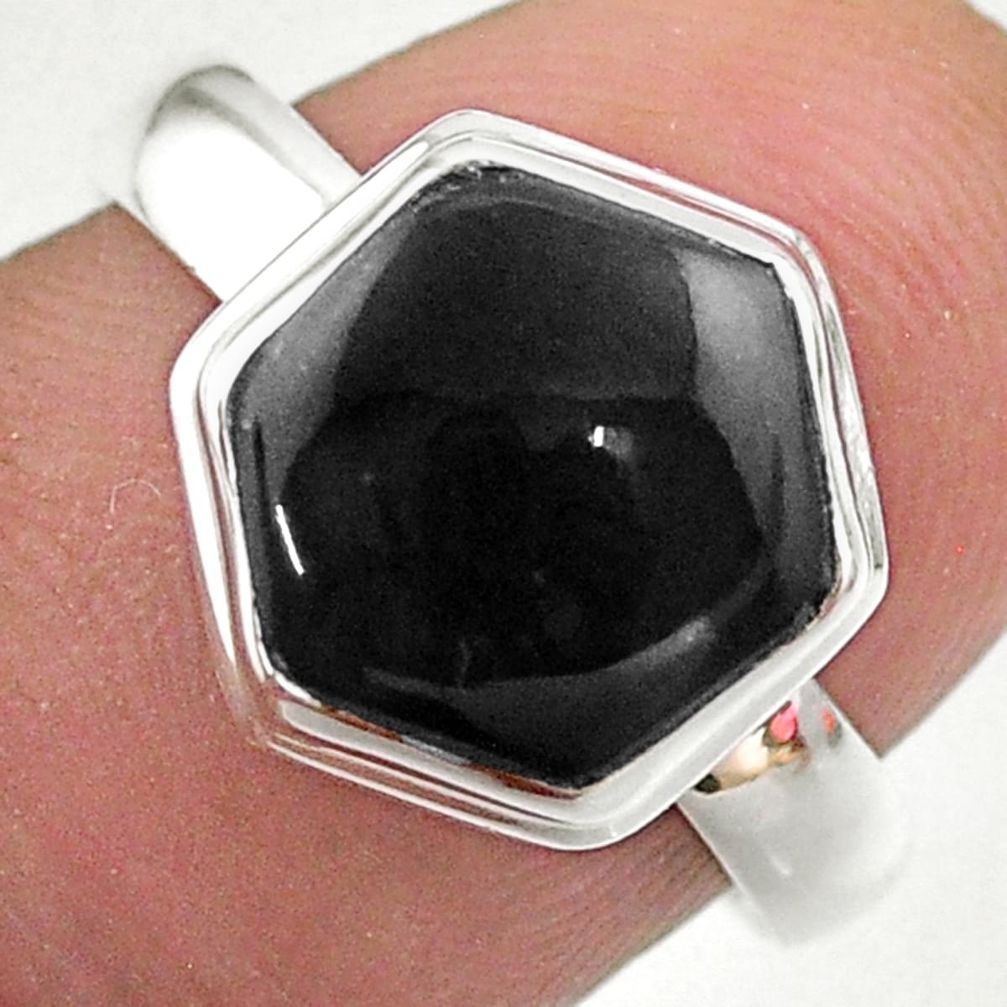 natural black onyx 925 silver solitaire ring size 8 t48256