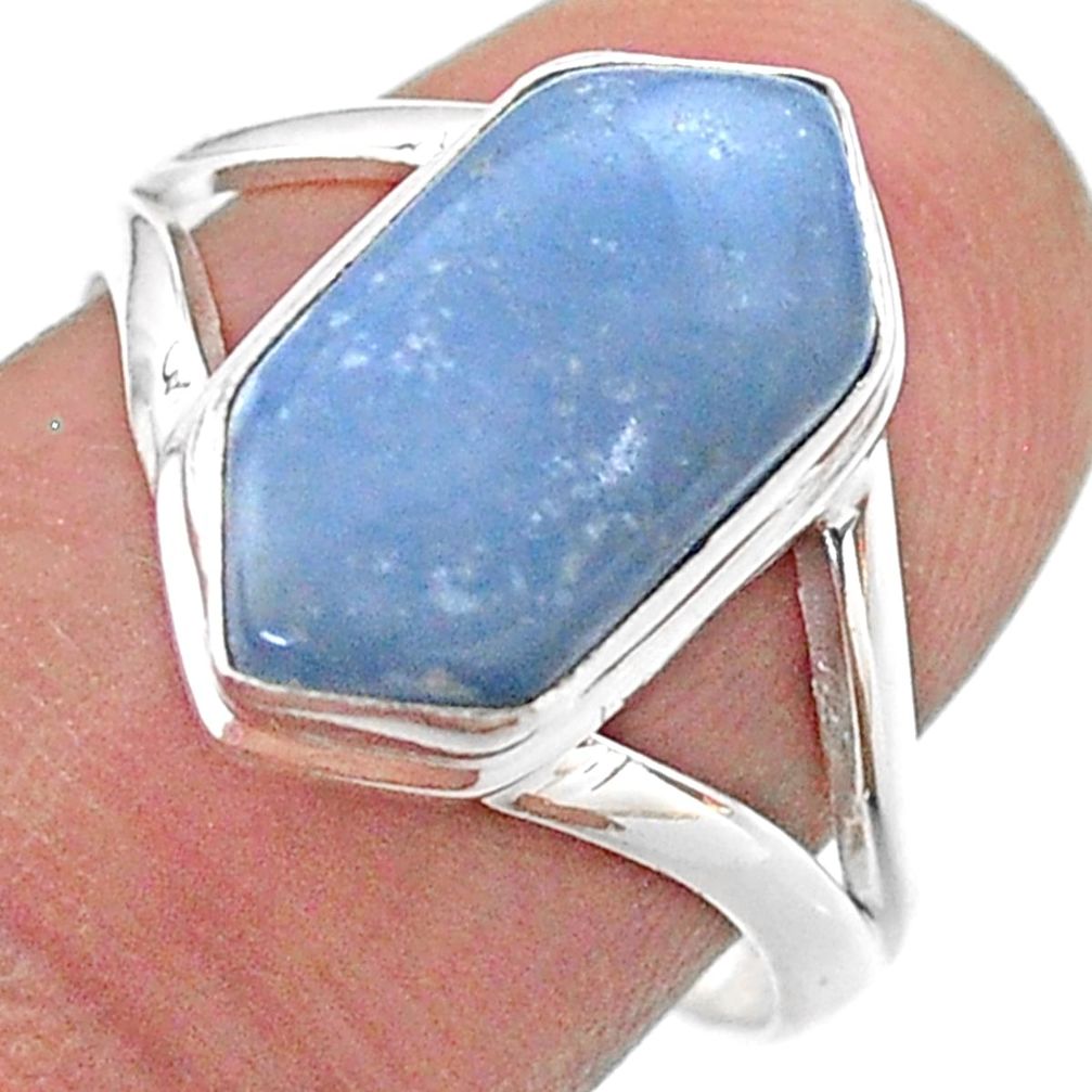 5.24cts hexagon natural owyhee opal 925 silver solitaire ring size 8.5 t48609