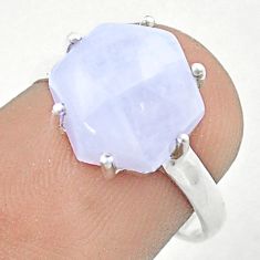 4.58cts hexagon natural rainbow moonstone silver solitaire ring size 6.5 u20372