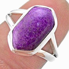 5.23cts hexagon purpurite stichtite 925 silver solitaire ring size 7 t48639