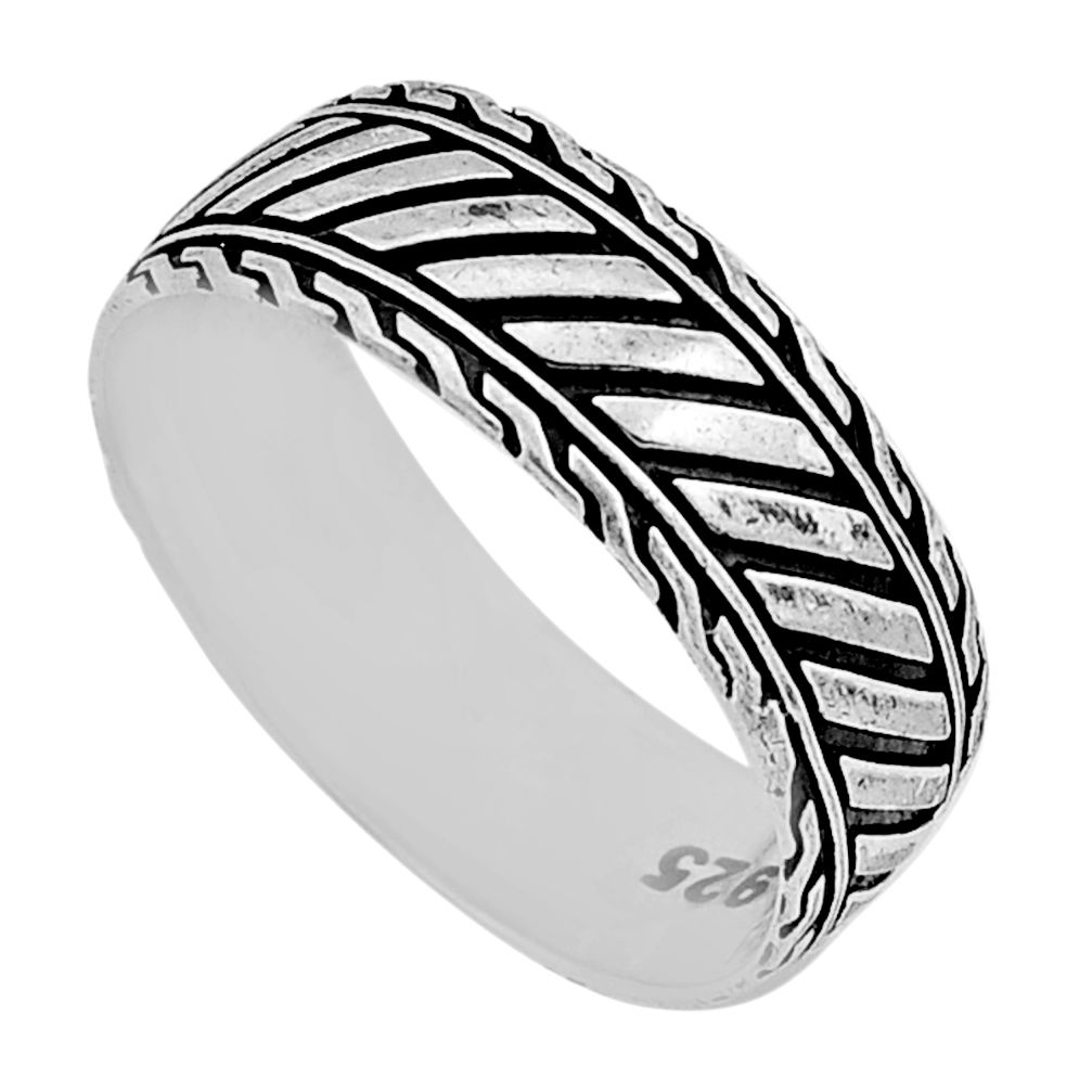 6.02gms indonesian bali style solid 925 silver band ring jewelry size 8.5 n49991