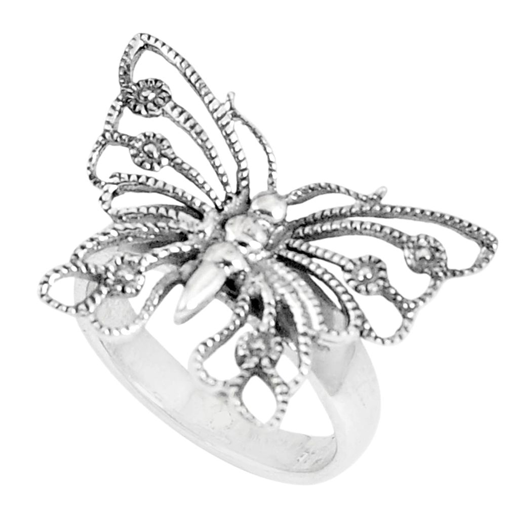 6.48gms indonesian bali style solid 925 silver butterfly ring size 8.5 c25865