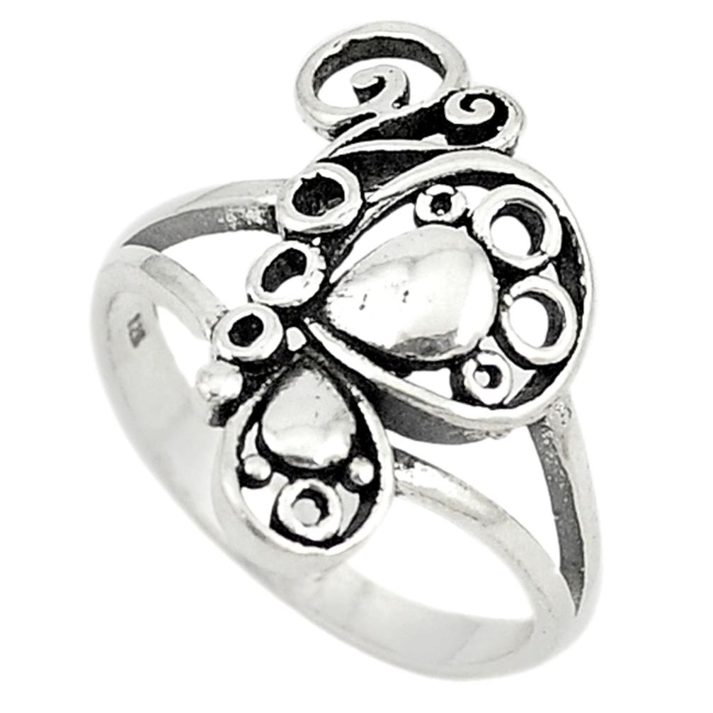 Indonesian bali style solid 925 silver butterfly ring jewelry size 8 c22248