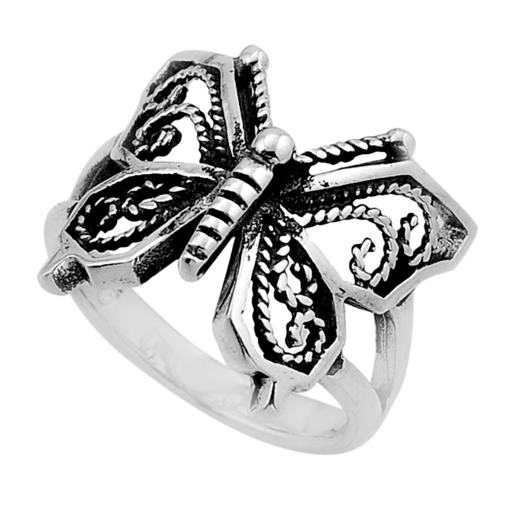 4.02gms indonesian bali style solid 925 silver butterfly ring size 5.5 n50421