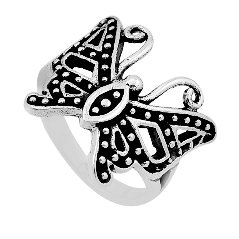4.56gms indonesian bali style solid 925 silver butterfly ring size 5.5 n50545