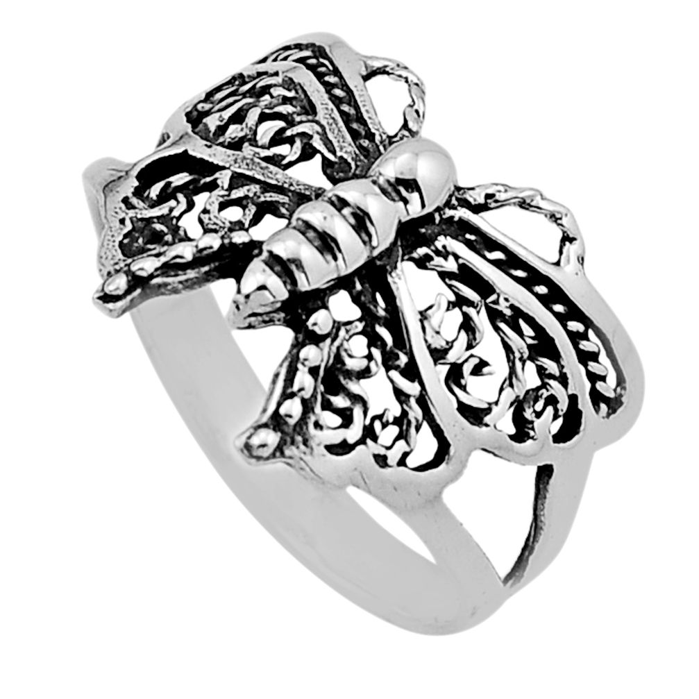3.06gms indonesian bali style solid 925 silver butterfly ring size 9.5 n50589