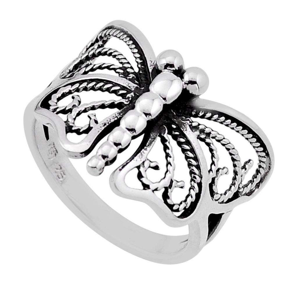 4.52gms indonesian bali style solid 925 silver butterfly ring size 7.5 n50611