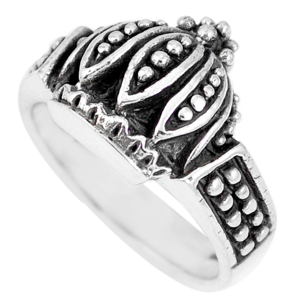 5.87gms indonesian bali style solid 925 silver crown ring size 5.5 c17118