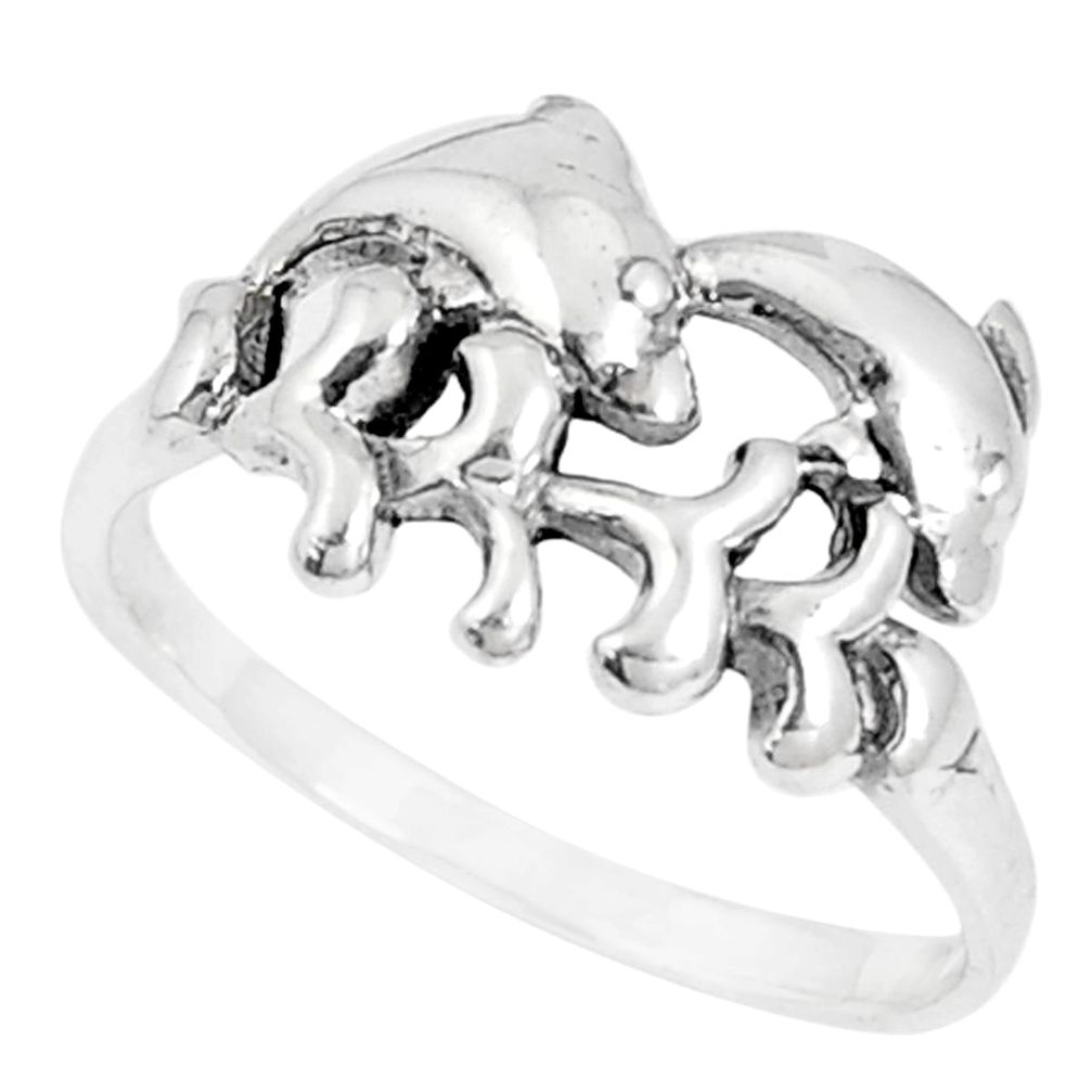 3.48gms indonesian bali style solid 925 silver dolphin ring size 8 c25880