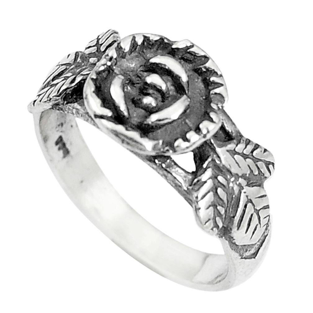 4.69gms indonesian bali style solid 925 silver flower ring size 7.5 c25872