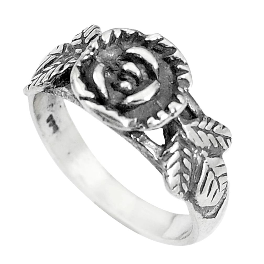 4.89gms indonesian bali style solid 925 silver flower ring size 8.5 c25879