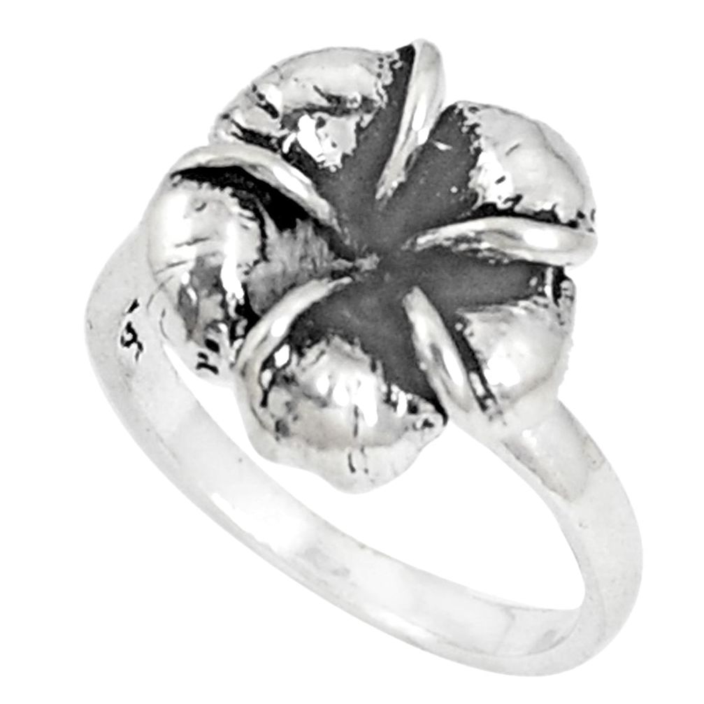 4.25gms indonesian bali style solid 925 silver flower ring size 7 c25869