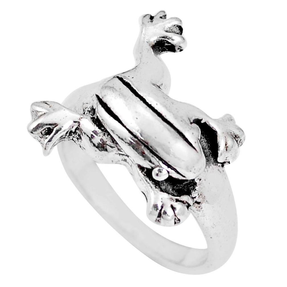 6.26gms indonesian bali style solid 925 silver frog charm ring size 8.5 c20793