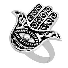 Indonesian bali style solid 925 silver hand of god hamsa ring size 8.5 y83229