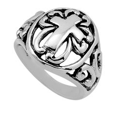 6.03gms indonesian bali style solid 925 silver holy cross ring size 6.5 n50638